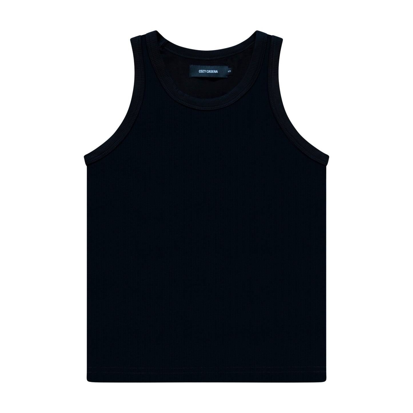 Black Rib Tank with Built-In Bra