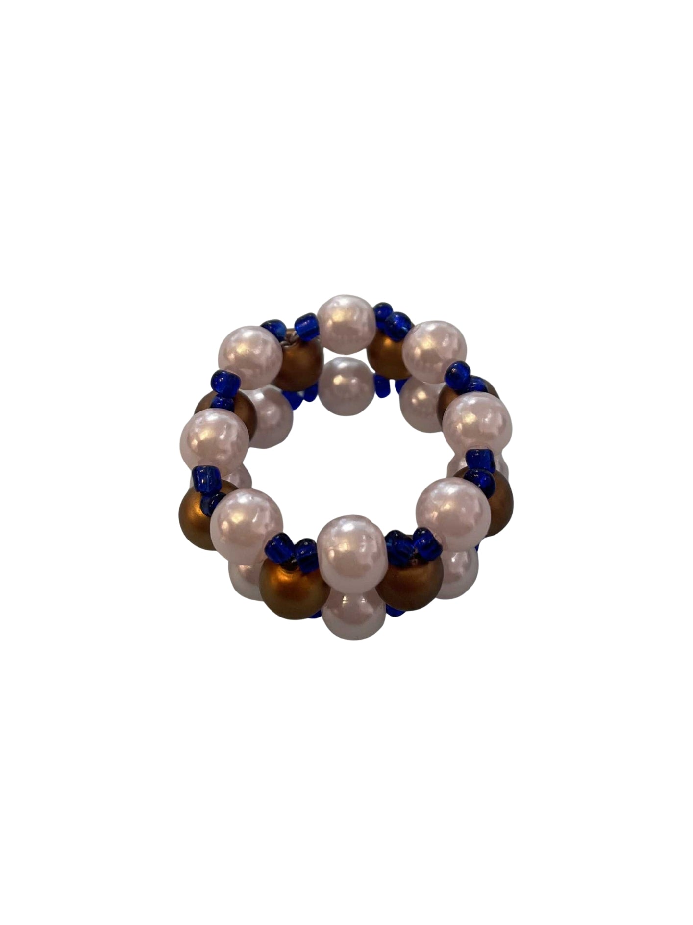 Pearl & Midnight Blue Bead Ring