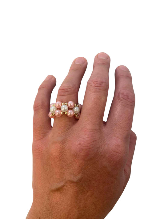 Pearl & Blush Bead Ring