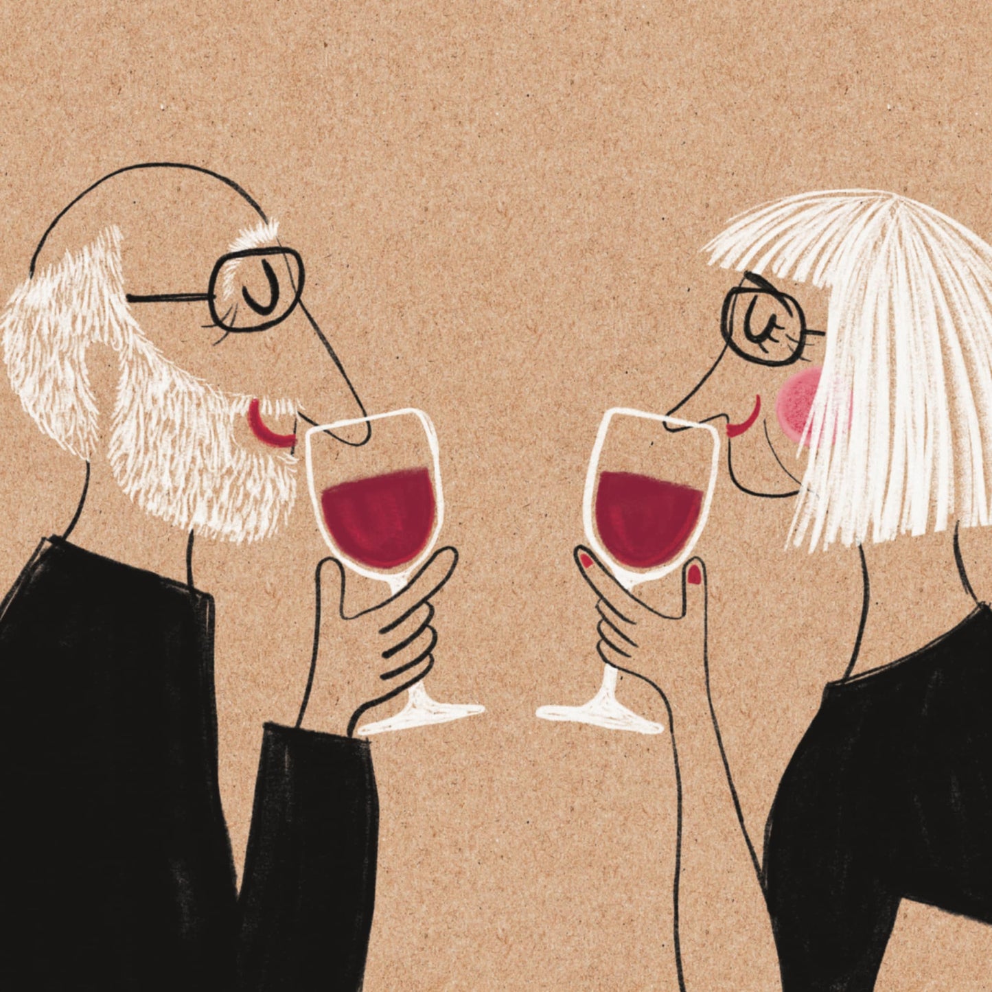 Red Wine Noses & White Hair - Art Print / Poster