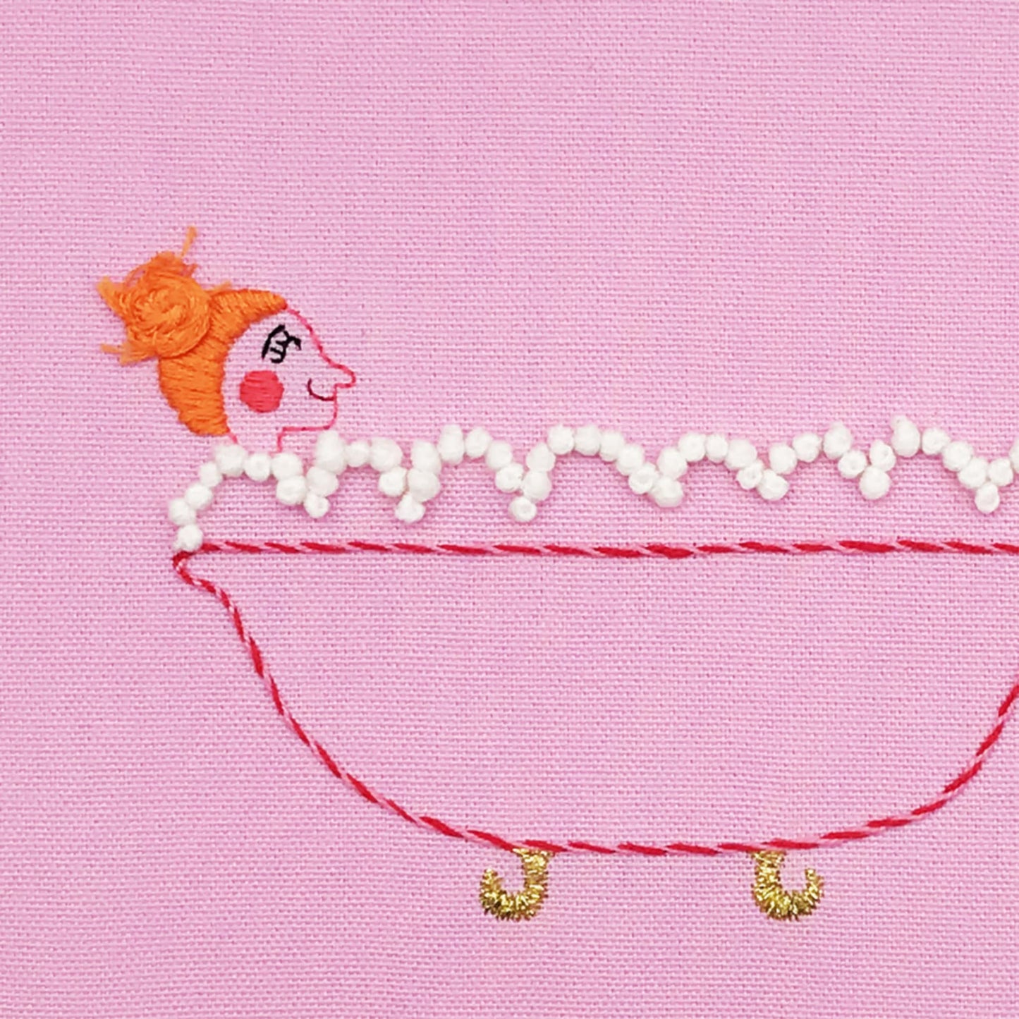 Happy Bathing – Framed Embroidery Art